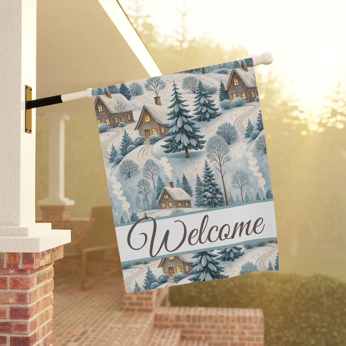 Welcome Winter Alpine Village Garden Flag