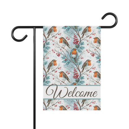 Welcome Winter Robin & Berries Garden Flag