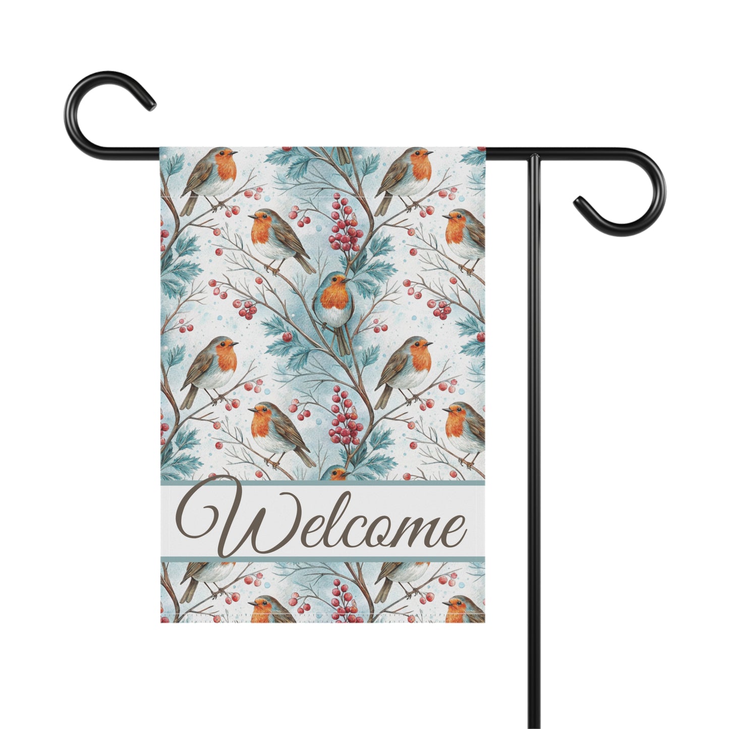 Welcome Winter Robin & Berries Garden Flag
