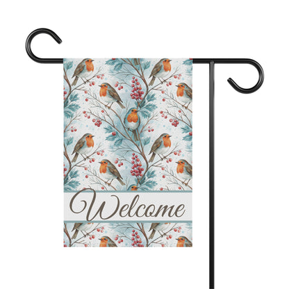 Welcome Winter Robin & Berries Garden Flag