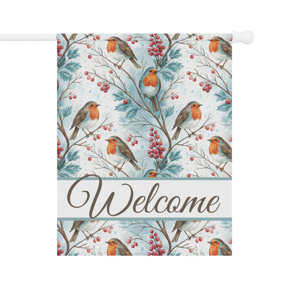 Welcome Winter Robin & Berries Garden Flag