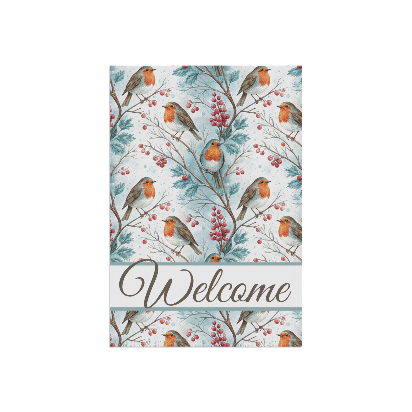 Welcome Winter Robin & Berries Garden Flag