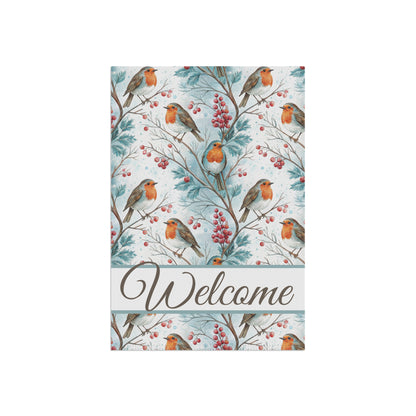Welcome Winter Robin & Berries Garden Flag