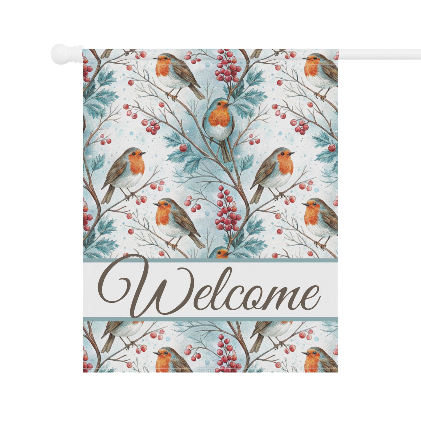 Welcome Winter Robin & Berries Garden Flag
