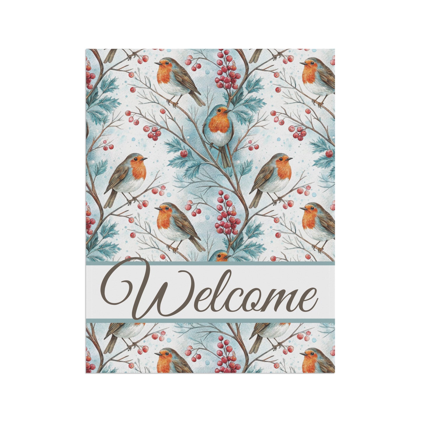 Welcome Winter Robin & Berries Garden Flag