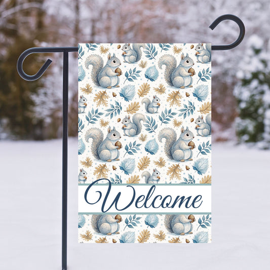 Welcome Winter Squirrels & Foliage Garden Flag
