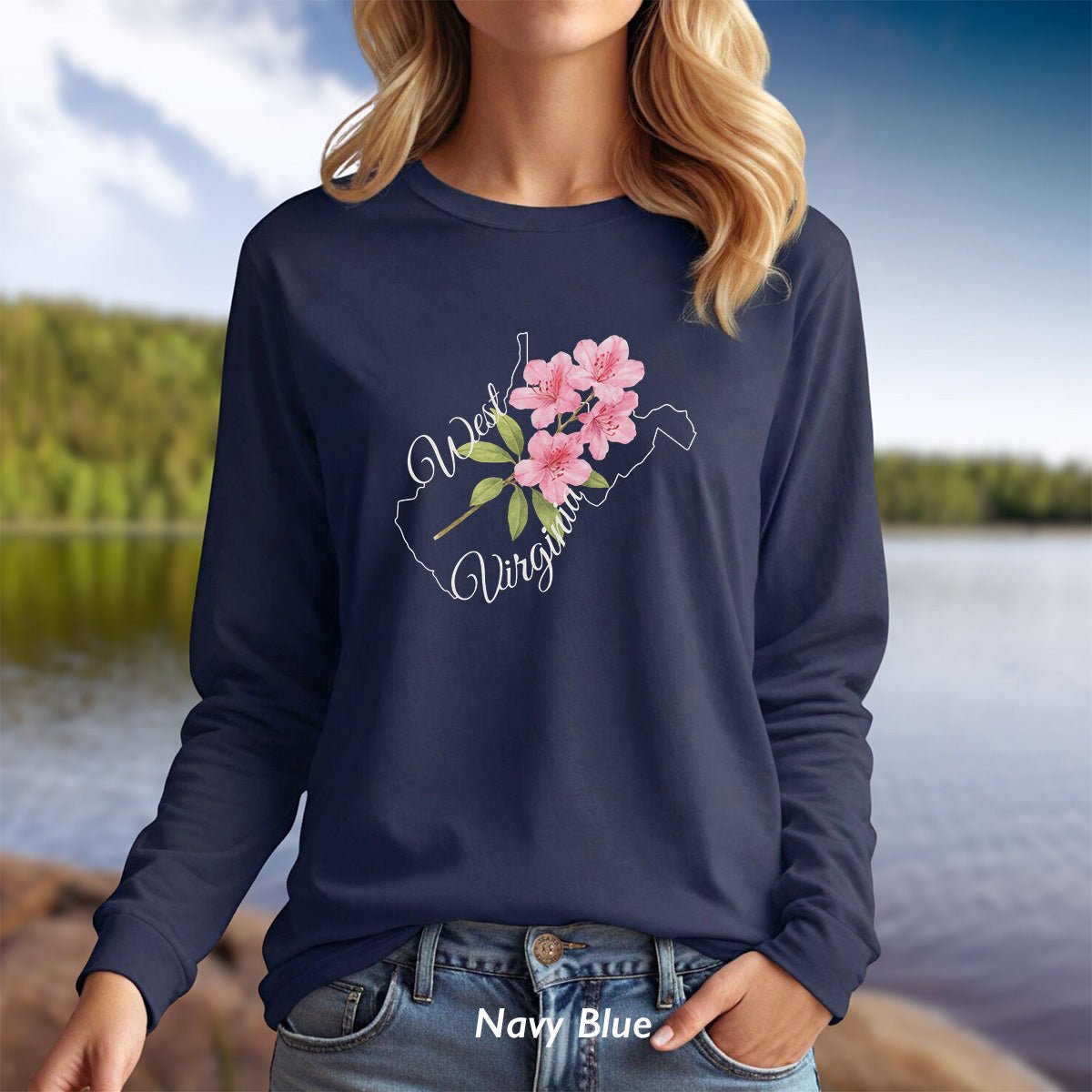 West Virginia State Flower Long Sleeve Tee — Rhododendron
