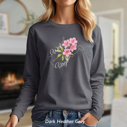 West Virginia State Flower Long Sleeve Tee — Rhododendron