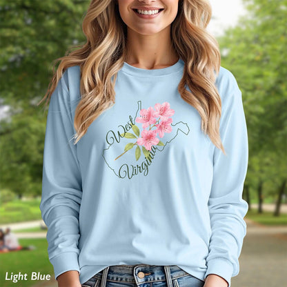 West Virginia State Flower Long Sleeve Tee — Rhododendron