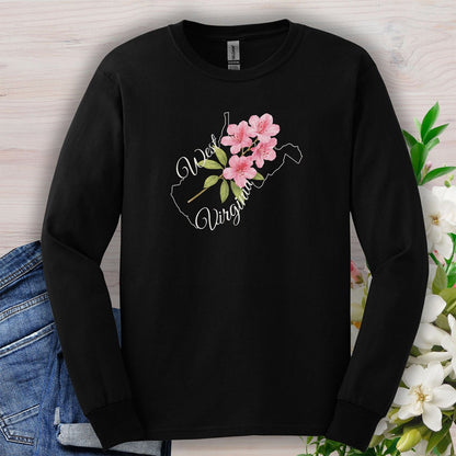 West Virginia State Flower Long Sleeve Tee — Rhododendron