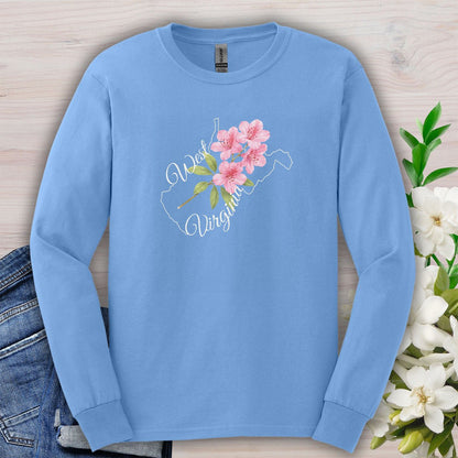 West Virginia State Flower Long Sleeve Tee — Rhododendron