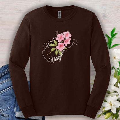 West Virginia State Flower Long Sleeve Tee — Rhododendron