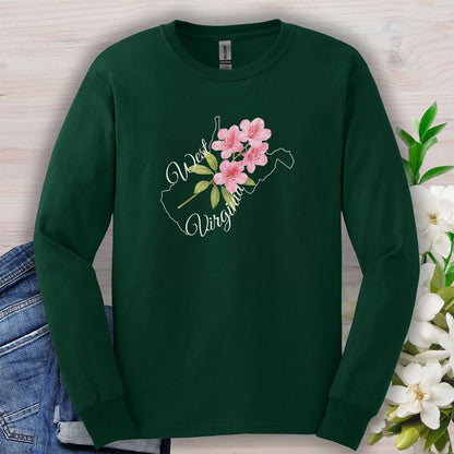 West Virginia State Flower Long Sleeve Tee — Rhododendron