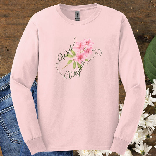 West Virginia State Flower Long Sleeve Tee — Rhododendron