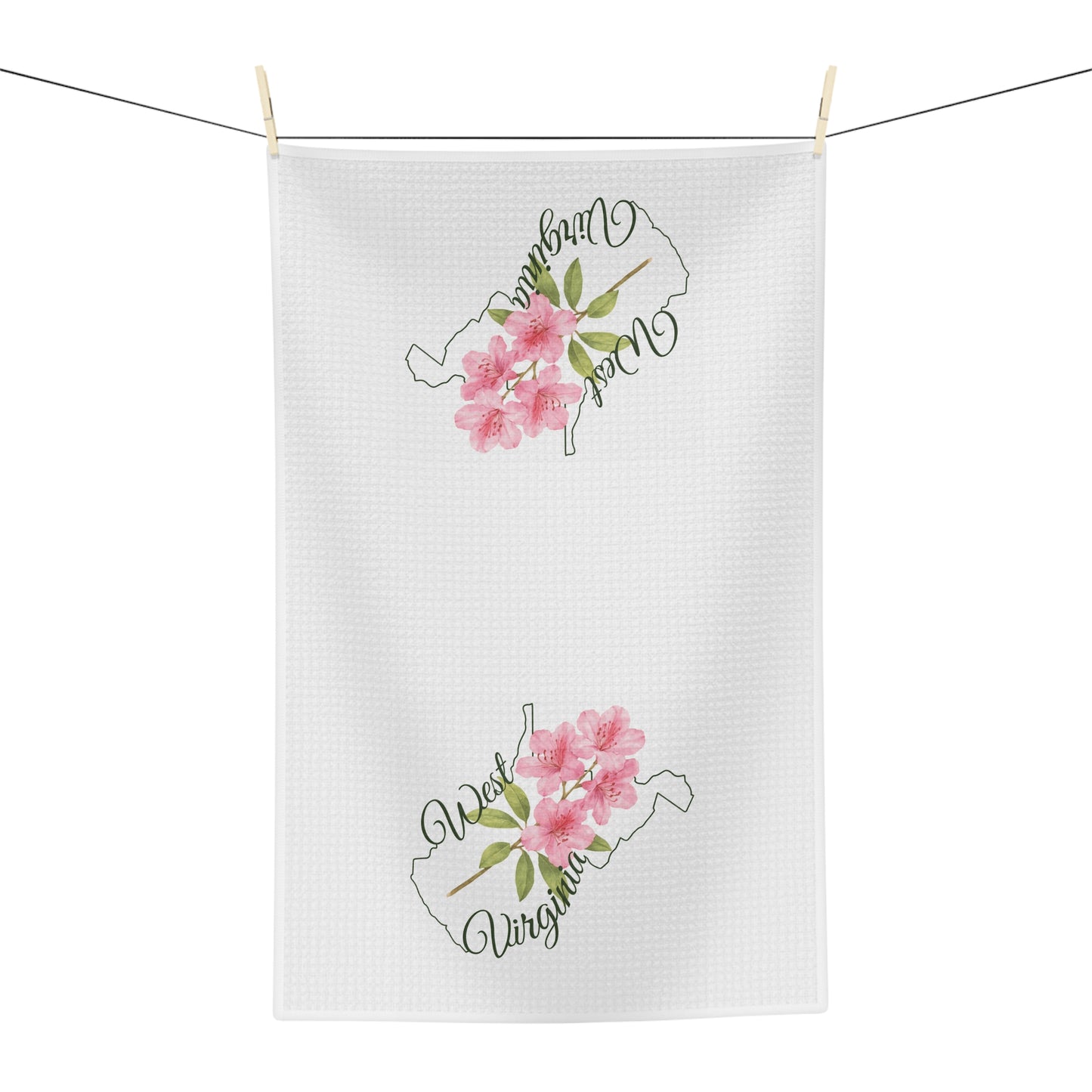 West Virginia State Flower Tea Towel — Rhododendron