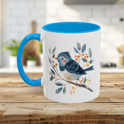 Whimsical Folkart Bluebird on Branch Mug (11/5oz)