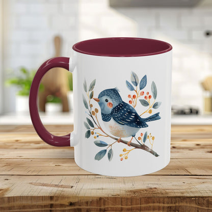 Whimsical Folkart Bluebird on Branch Mug (11/5oz)