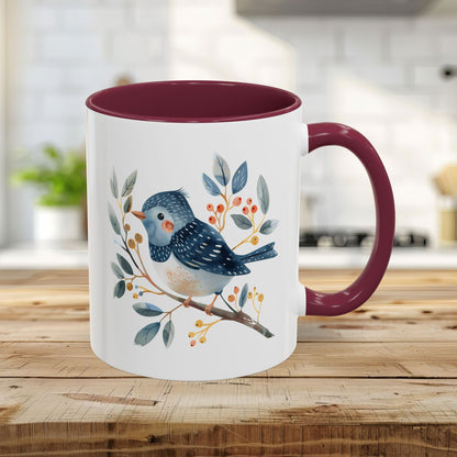 Whimsical Folkart Bluebird on Branch Mug (11/5oz)