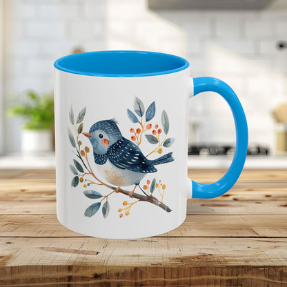Whimsical Folkart Bluebird on Branch Mug (11/5oz)