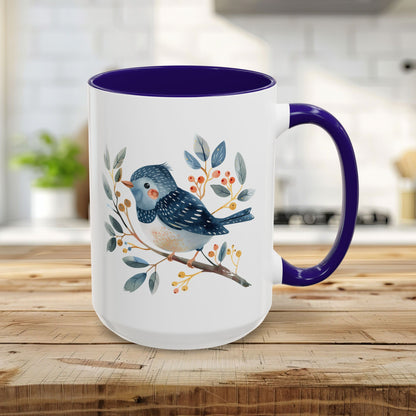 Whimsical Folkart Bluebird on Branch Mug (11/5oz)
