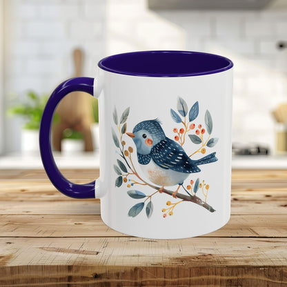 Whimsical Folkart Bluebird on Branch Mug (11/5oz)