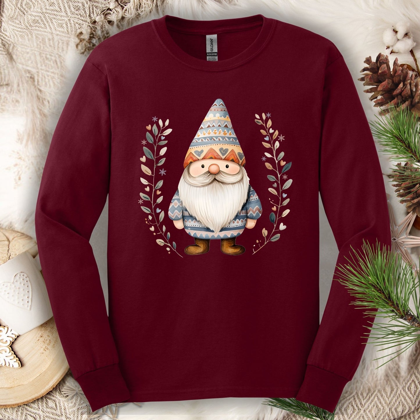 Whimsical Woodland Gnome Long Sleeve Tee