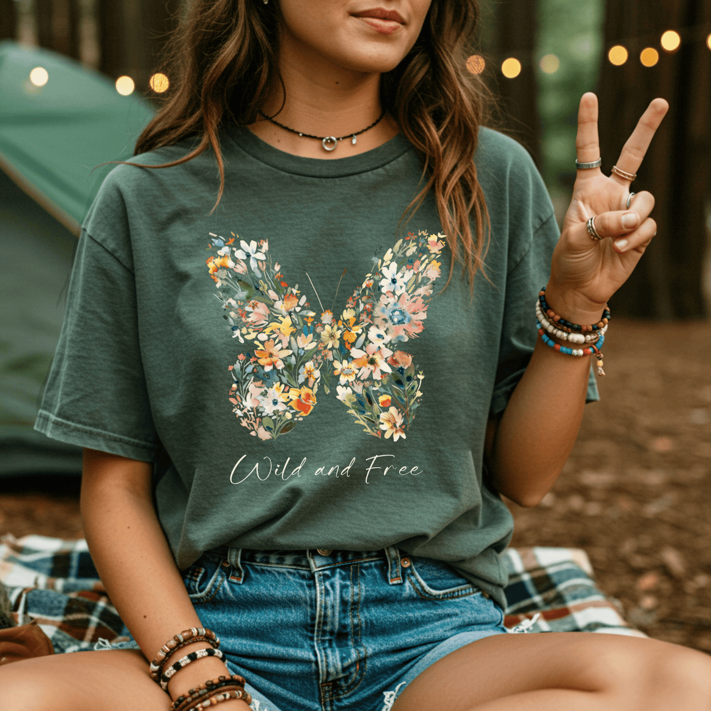 Wild and Free Floral Butterfly T-Shirt