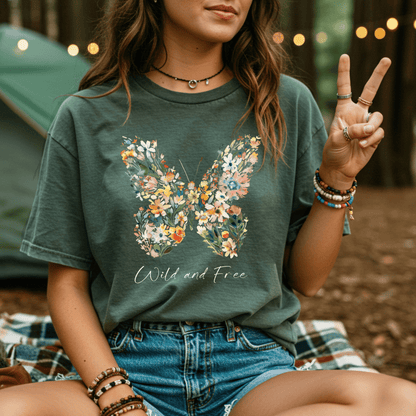 Wild and Free Floral Butterfly T-Shirt