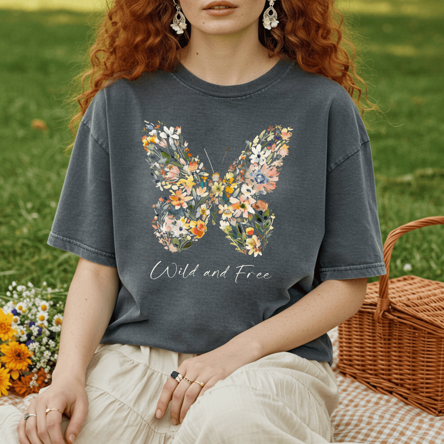 Wild and Free Floral Butterfly T-Shirt