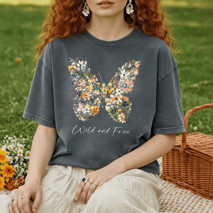 Wild and Free Floral Butterfly T-Shirt