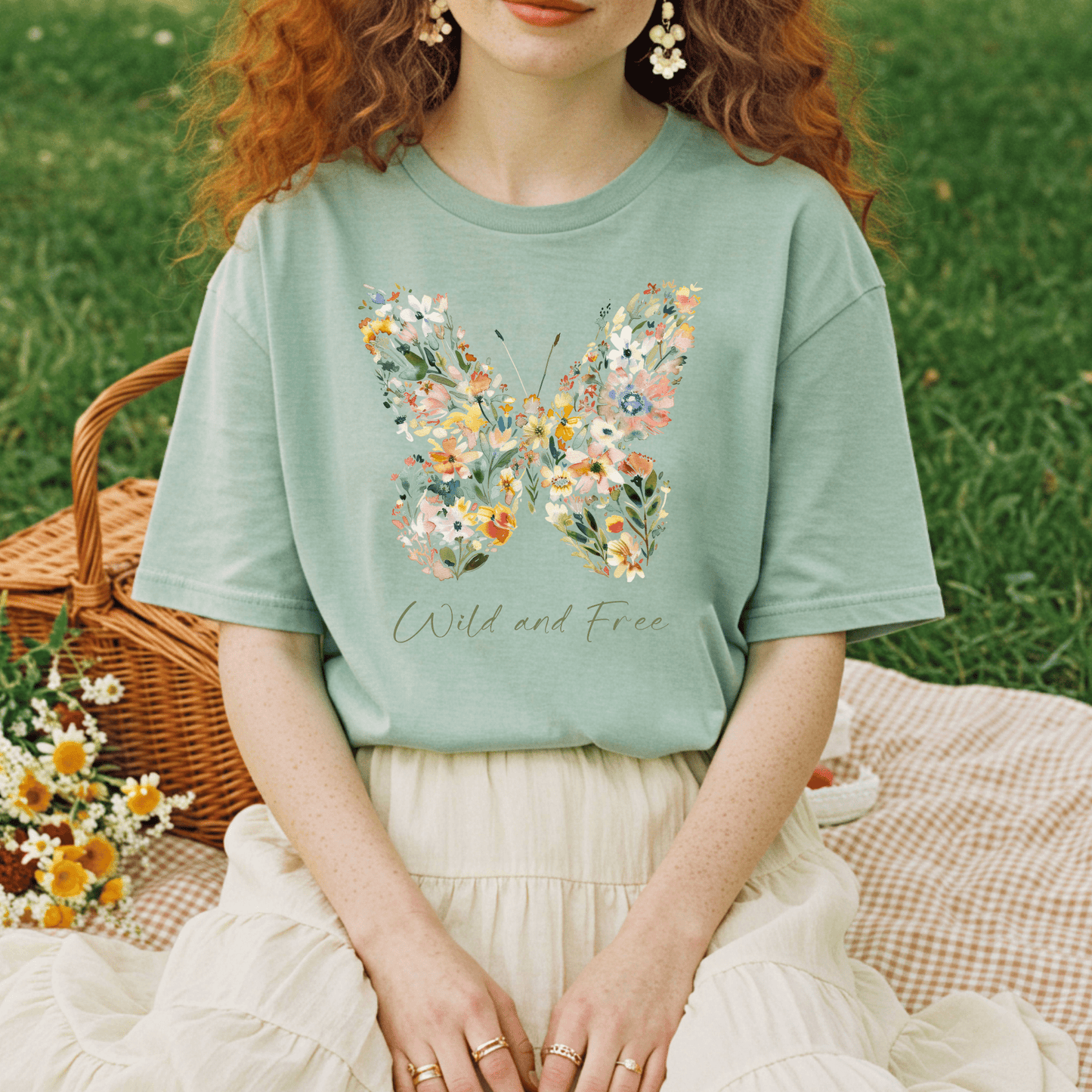 Wild and Free Floral Butterfly T-Shirt