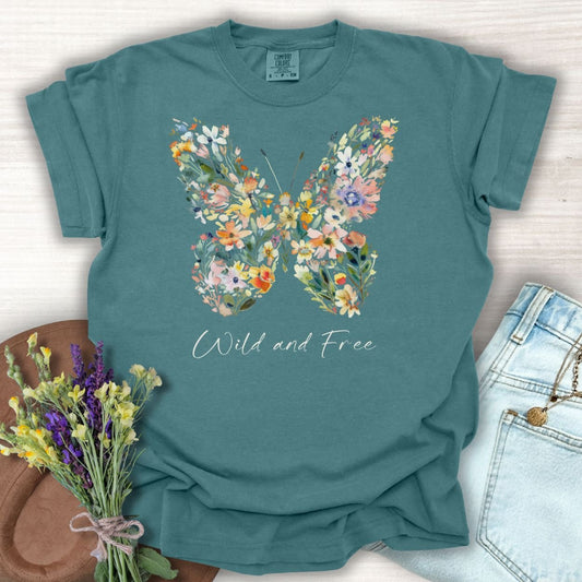Wild and Free Floral Butterfly T-Shirt