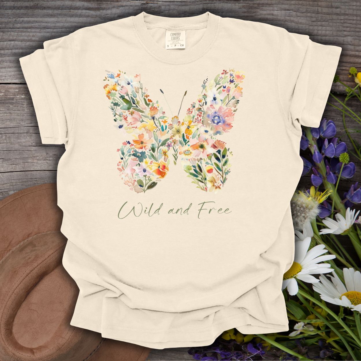 Wild and Free Floral Butterfly T-Shirt
