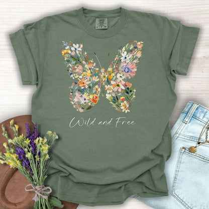 Wild and Free Floral Butterfly T-Shirt