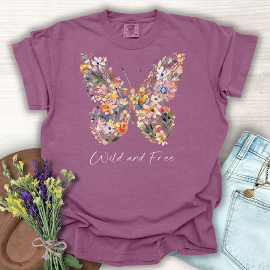 Wild and Free Floral Butterfly T-Shirt