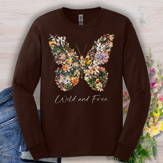 Wild and Free Wildflower Butterfly Long Sleeve Tee