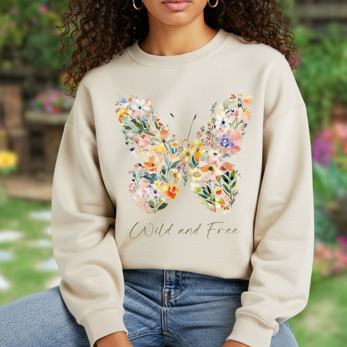 Wild and Free Wildflower Butterfly Sweatshirt