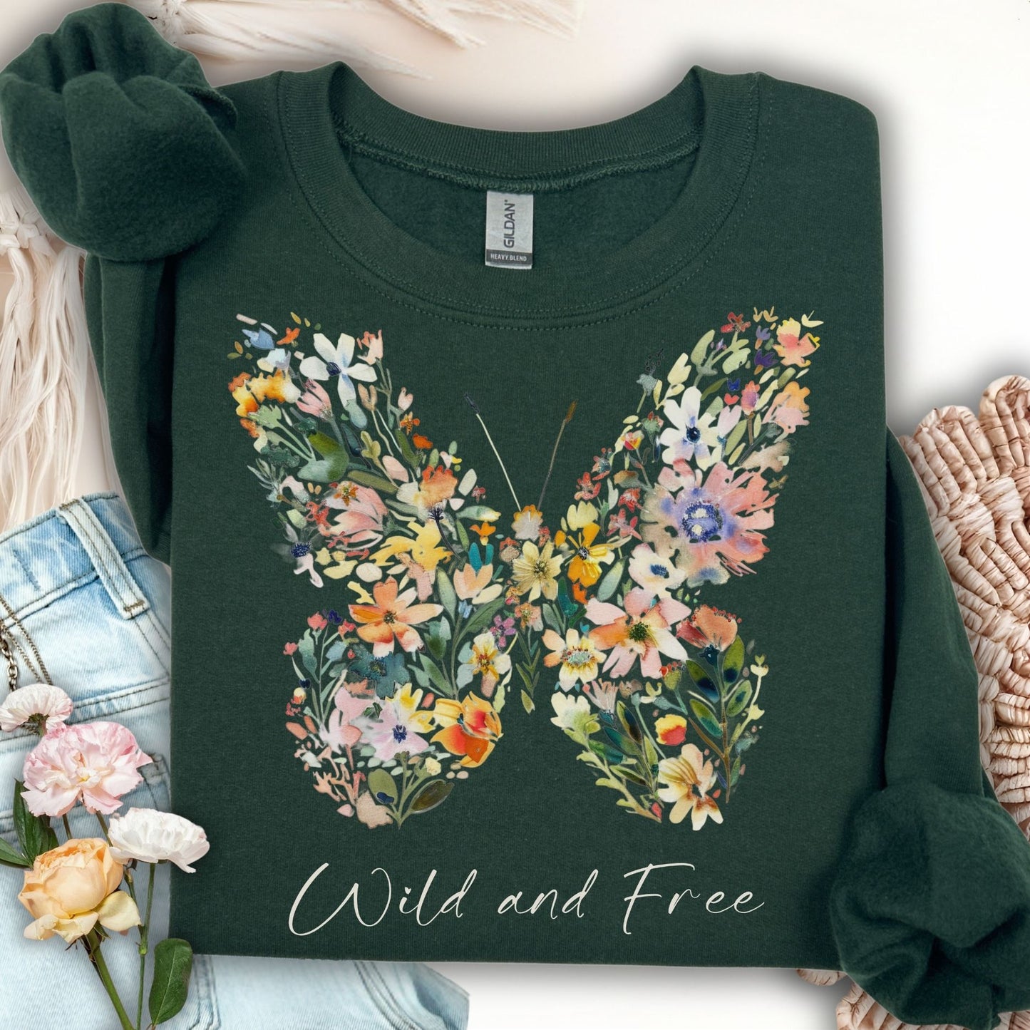 Wild and Free Wildflower Butterfly Sweatshirt