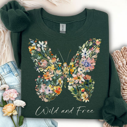 Wild and Free Wildflower Butterfly Sweatshirt