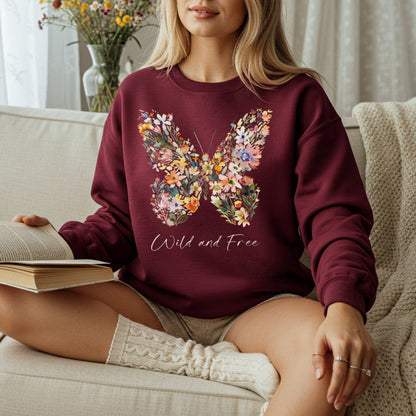 Wild and Free Wildflower Butterfly Sweatshirt