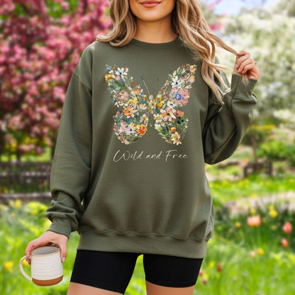 Wild and Free Wildflower Butterfly Sweatshirt