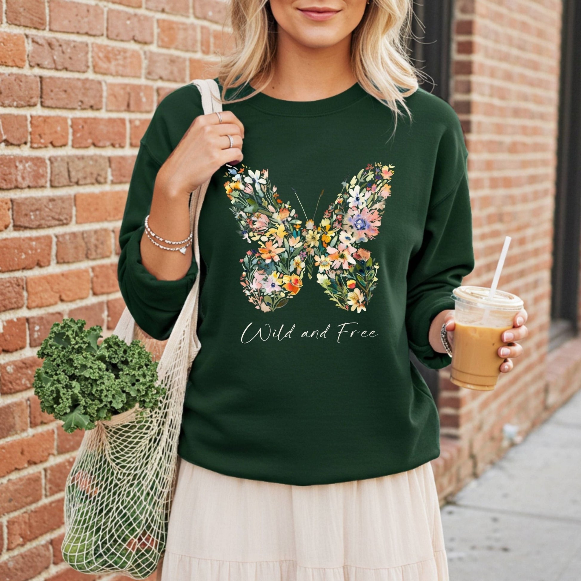 Wild and Free Wildflower Butterfly Sweatshirt