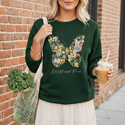 Wild and Free Wildflower Butterfly Sweatshirt