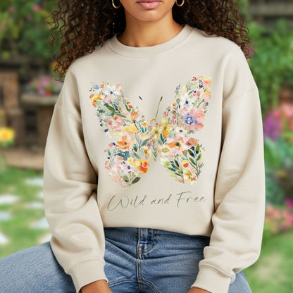 Wild and Free Wildflower Butterfly Sweatshirt