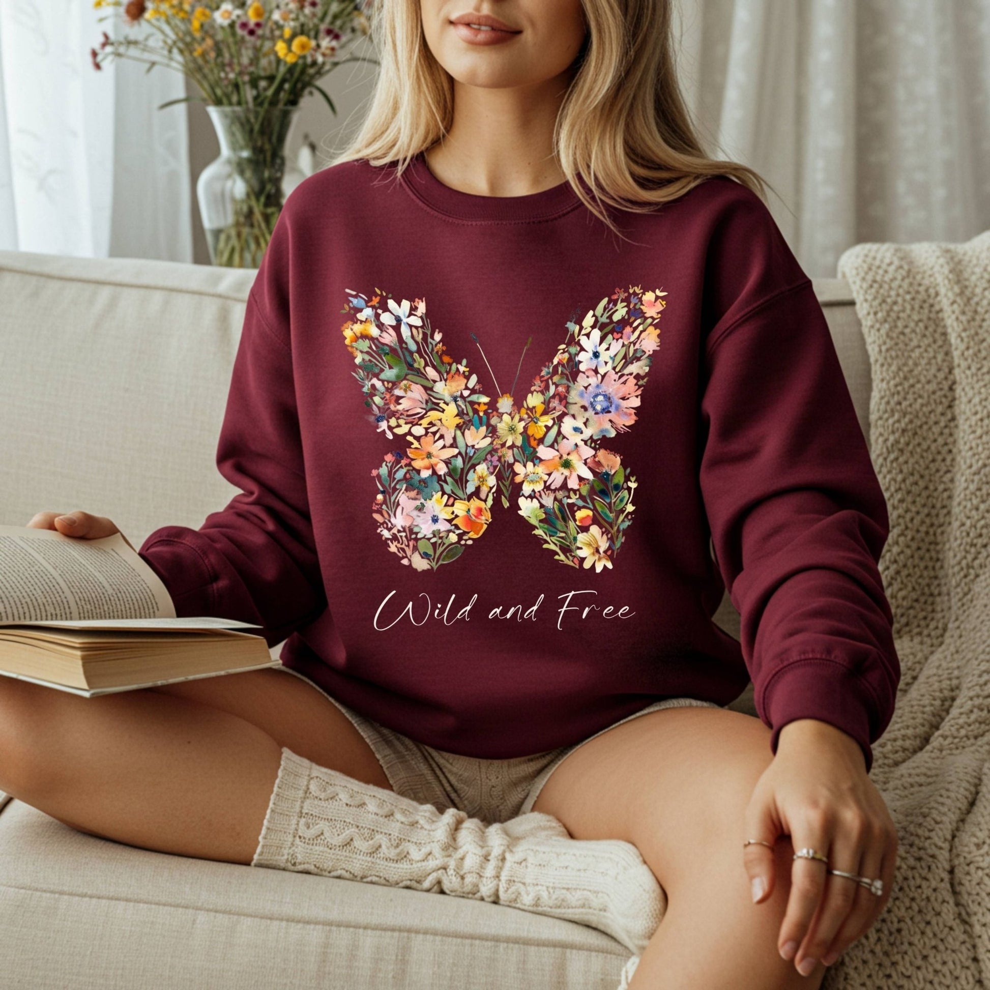 Wild and Free Wildflower Butterfly Sweatshirt