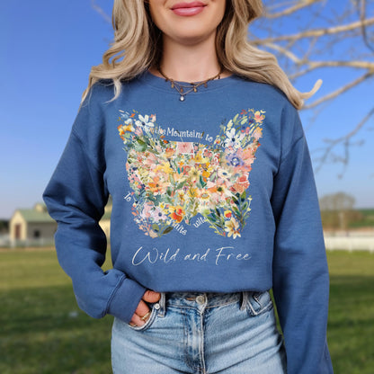 Wild and Free Wildflower Butterfly Sweatshirt