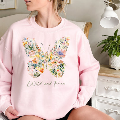 Wild and Free Wildflower Butterfly Sweatshirt