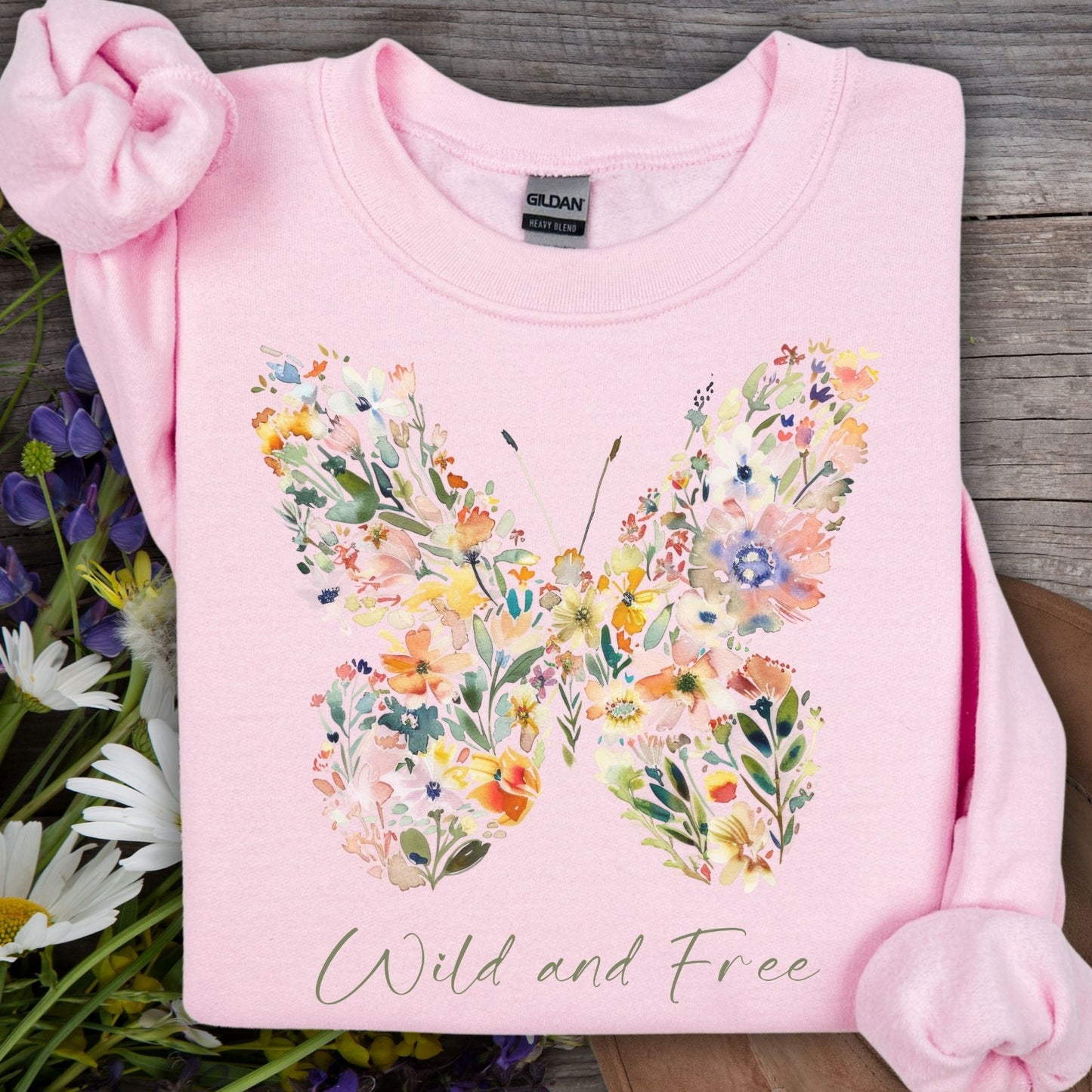 Wild and Free Wildflower Butterfly Sweatshirt