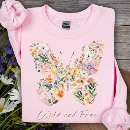 Wild and Free Wildflower Butterfly Sweatshirt