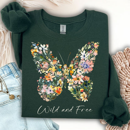 Wild and Free Wildflower Butterfly Sweatshirt